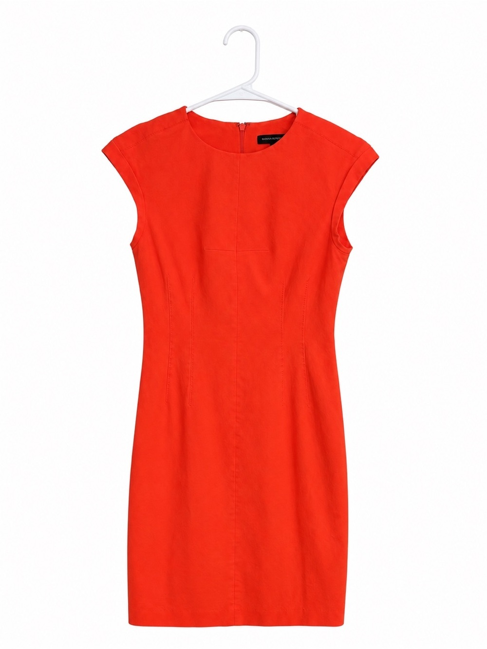 Banana Republic Sloan Sheath Dress 4 Coral Red Career Office Lined Stretch